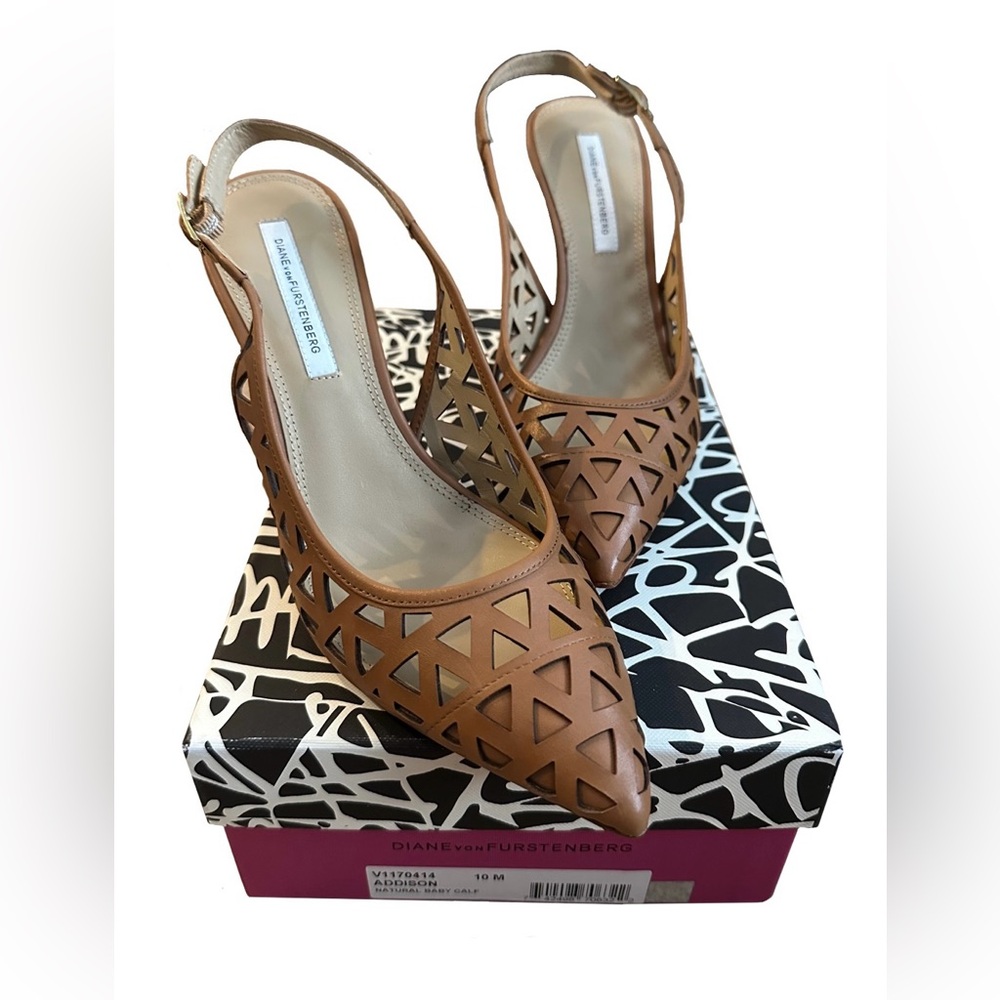 Diane Von Furstenburg NWT Slingback Heels with Cutout Detail